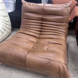 Edith Design Brand New Louvre TOGO Style  Brown Vintage Leather Sofa Single Seater