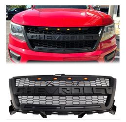 2016-2020 Chevrolet Colorado Matte Black Front Grill Upper Bumper Honeycomb Grille With LED Light