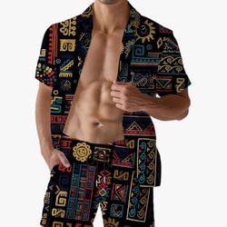 Shirts and Shorts Set 3 Pieces Tropical Outfit Animal Print Button Down Matching Suit with Bucket Hats