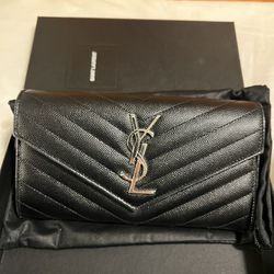 YSL Monogram Wallet in Grained Leather 
