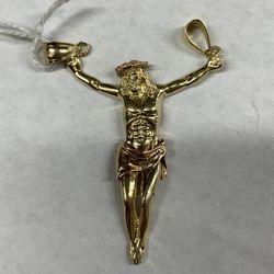 14K Yellow Gold Jesus Pendant - 8.4 Grams 