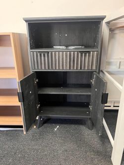 OMOMMD Fluted Cabinet 40in Coffee Bar Drawer Door Bathroom Storage Open Shelf Kitchen Pantry Sideboard