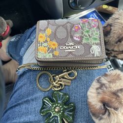 Coach Floral Wallet & Coach Four Leaf Clover Charm