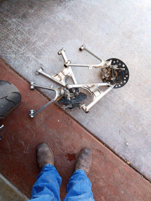 Front A Arms Brakes, Rotors From Quad, Side X side And Rear Sprocket 41A54  And Rear Swing Arm From Dirt Bike.Not Sure Of What It's From Any Of It