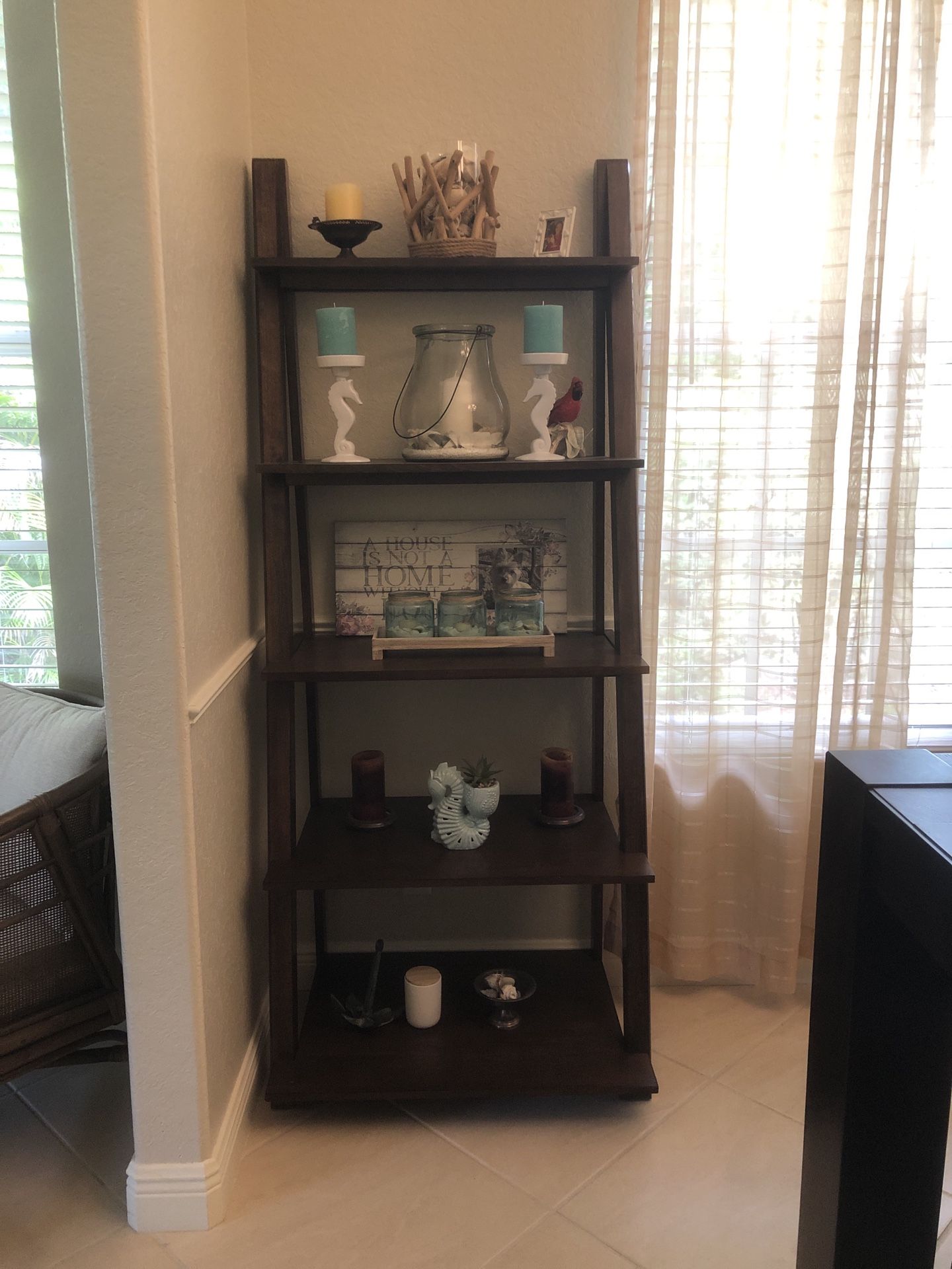 Wooden Self Standing Ladder Shelf Bookcase