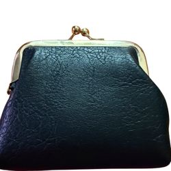 Small Black Faux Leather Coin Bag Purse