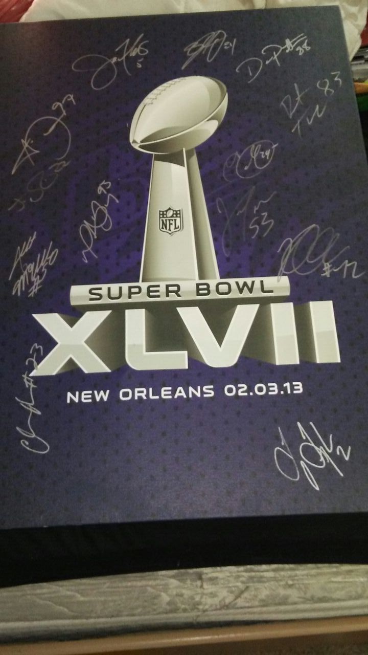 Super bowl canvas signed by numerous ravens