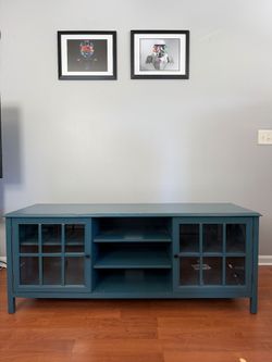 TV Stand with Glass Cabinet Doors