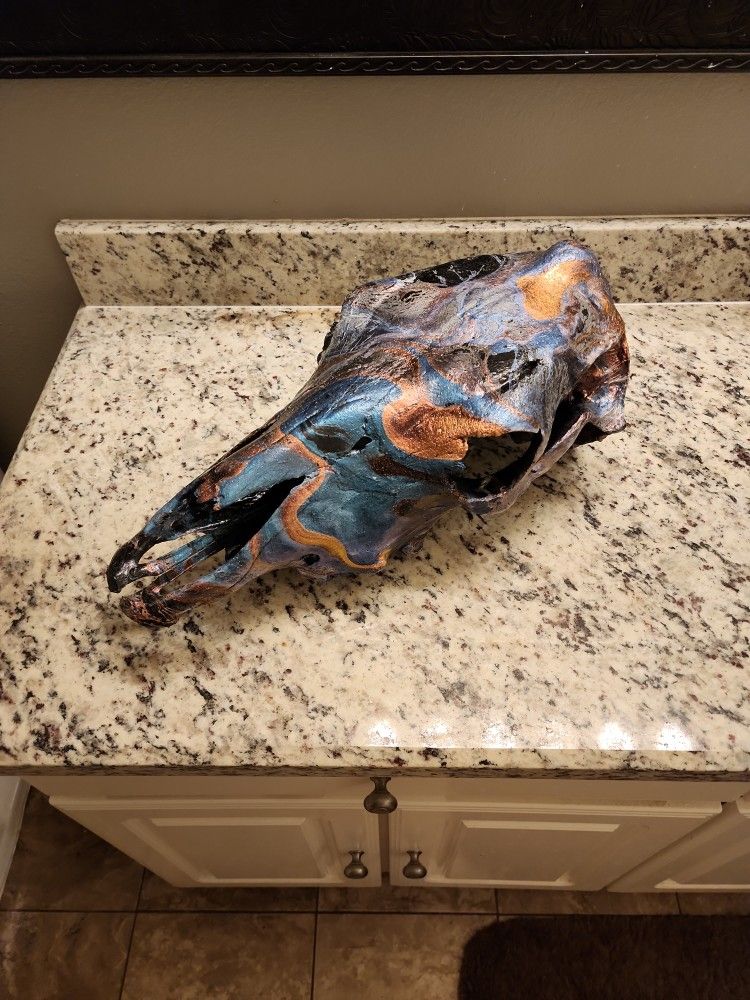 Hydro Dipped Cow Skull