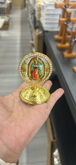 Bulk wholesale 12 pc Gold San Judas & Virgen de Guadalupe Miniature Statues: Catholic Altar Decor