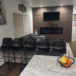 Middlebrook Prusiner 24-inch Faux Leather Counter Stool, Set of 2 - Black