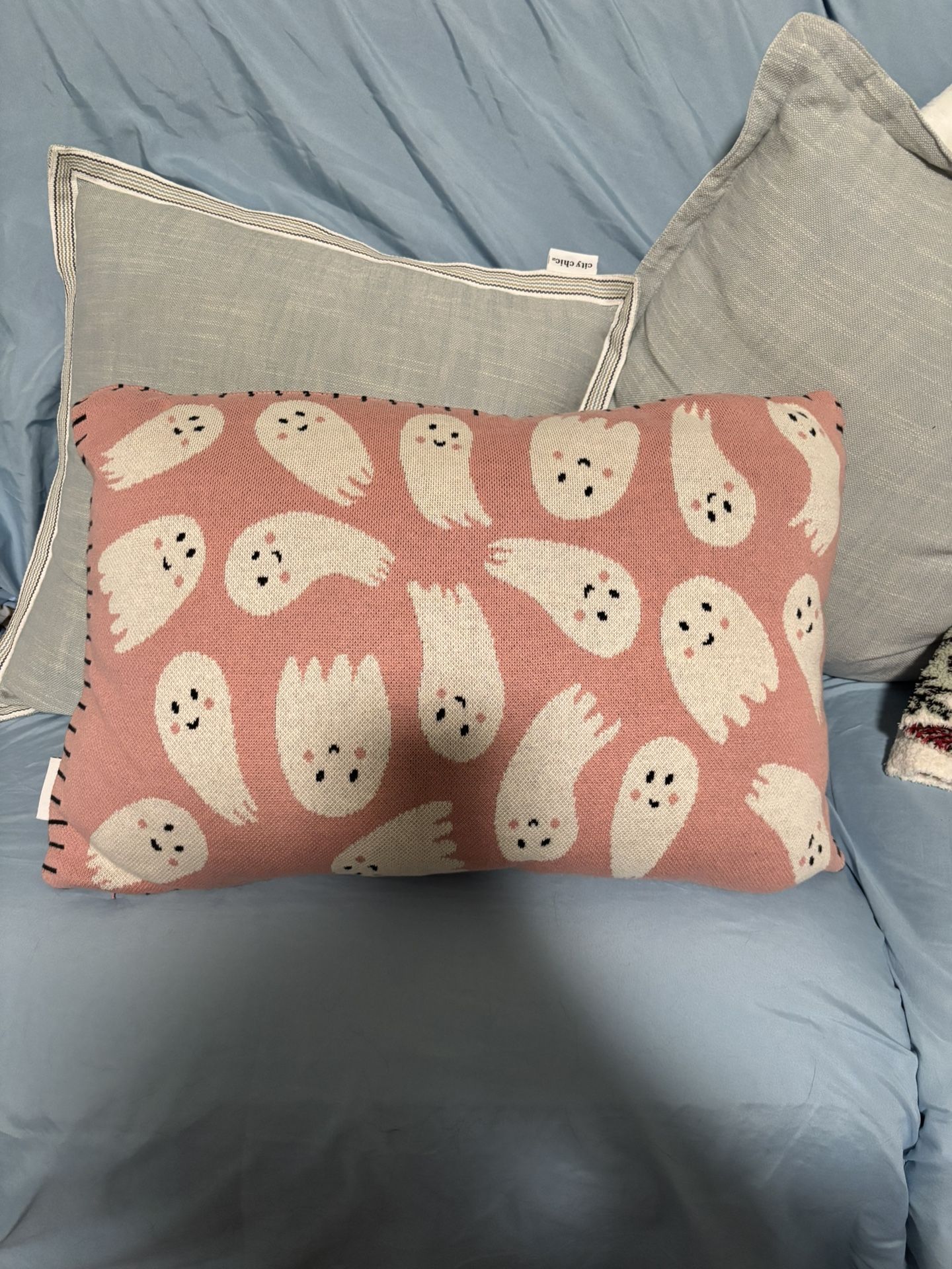 Pink Halloween Ghost Pillow