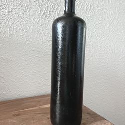 Perfect Condition: Unique Tall Textured Black Glass Bottle, Thick Glass, decor vase