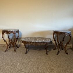 Marble Coffee Table With End Tables Set 