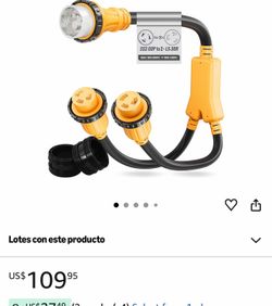 Adaptador de corriente de 50 Amp 125/250V a x (2) 30 Amp 125V Shore Power Adapter, NEMA SS2-50P a 2X L5-30R Marine Boat Y Splitter Cord, 50A macho a d