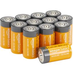 Amazon Basics 12-Pack C Cell Alkaline All-Purpose Batteries, 1.5 Volt, 5-Year Shelf Life
