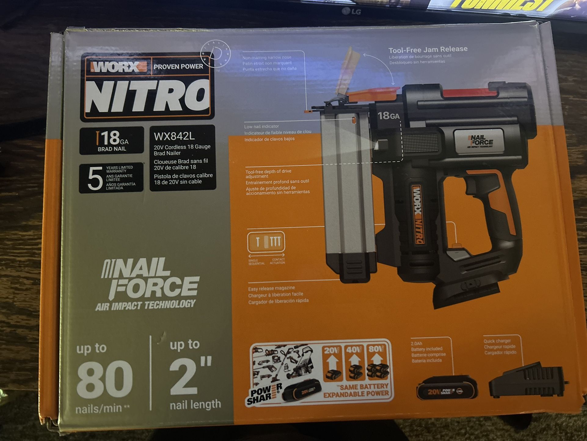 Nitro 20V Cordless 18Ga Brad Nail Gun