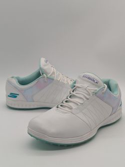 Women's Size 10 Skechers Golf Shoe Pivot Splash White Aqua 123066-WMLT Sneakers