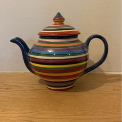 Teapot Tabletops Unlimited Havana Rare! Multicolor Rainbow Striped 12” x 9”  B20