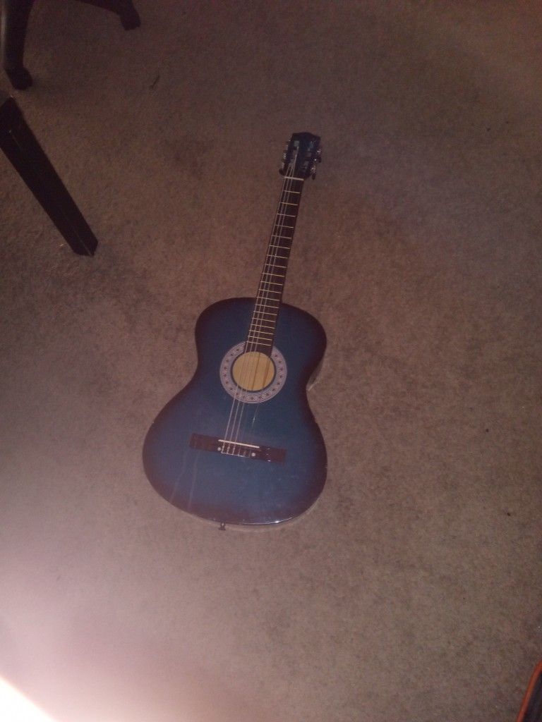 Acoustic Blue Stringed Guitar