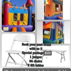 Jumper, Table, Chairs and Tent