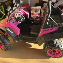 Pink, battery car for girls