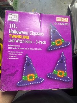 Home Accents Holiday LED Twinkling Witch Hats 3-Pack