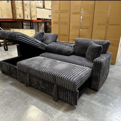 🔥 CORDUROY SLEEPER SECTIONAL – LOADED WITH FEATURES! 🔥