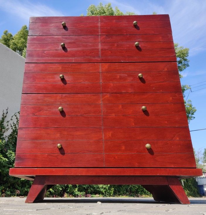 Kent Coffey Mid Century Park Lane Cherry 5-drawer Highboy Dresser