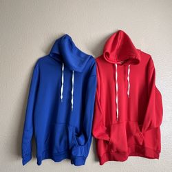 Men's Lot of Two Hoodie Long Sleeve Pullover Red & Blue Sweater size XL $20
