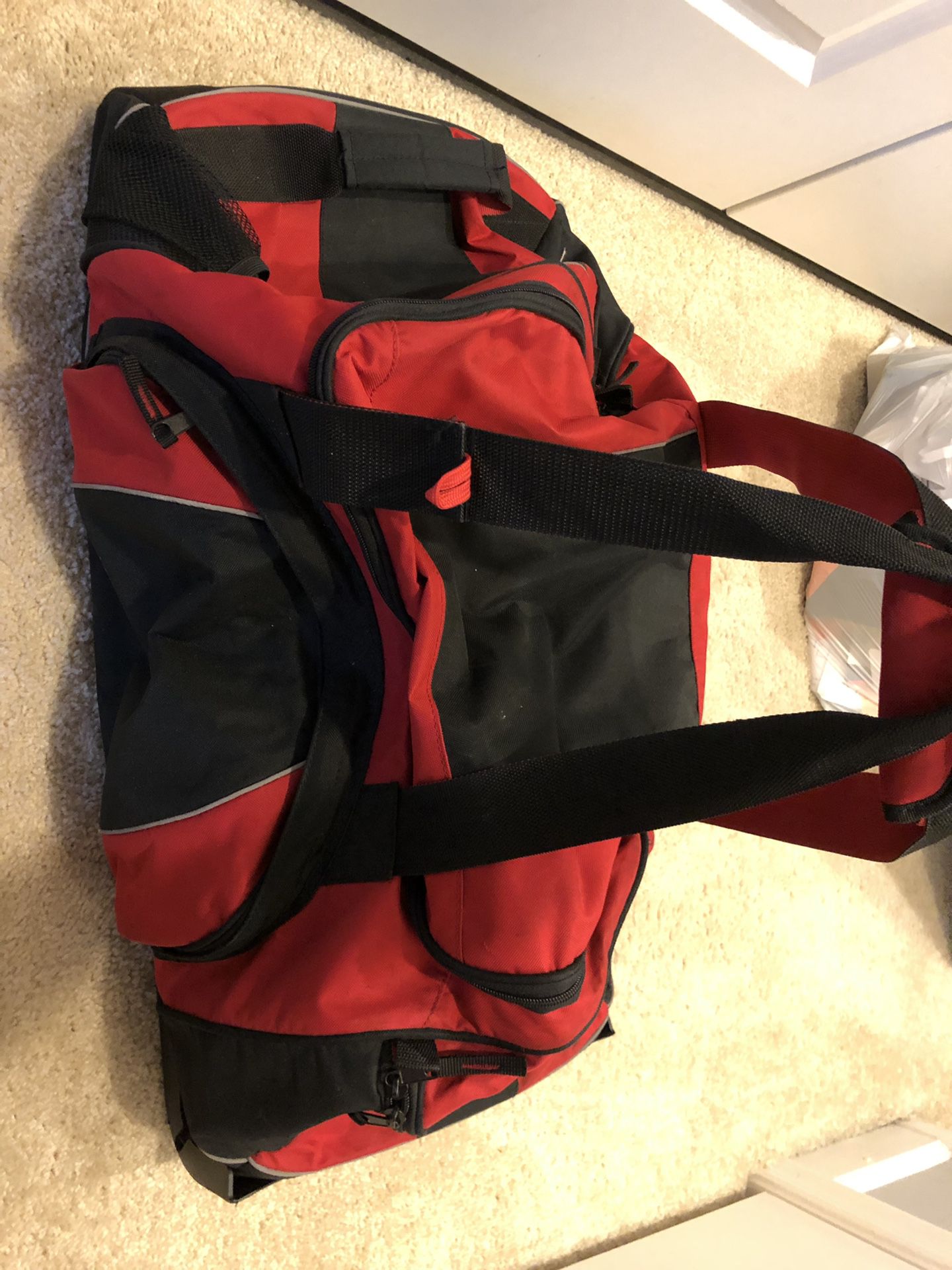 Large Duffle Bag (w/ wheels) - Black and Red