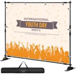 531#Backdrop Banner Stand 8 x 8 Ft Adjustable Heavy Duty Background Stand with 1 Carrying Bag, Backdrop Stand for Parties Wedding Photo Booth Trade Sh