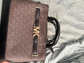 Read Description - Michael Kors Mercer Belted Satchel (Brown MK Signature w/ Black Trim)