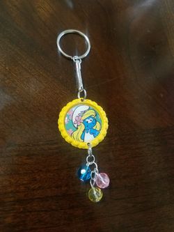 Smurfette Bottle Cap Keychain