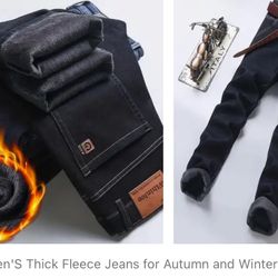 Winter Warm Fleece Thick Men’s Jeans Size 40