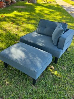 Modern Lounge chair/small sofa with pillows and foot rest