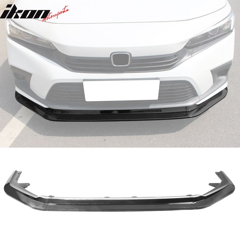 Fits 2022-2024 Honda Civic Front Bumper Lip RS Style 3PC Carbon Fiber Print PP Kit