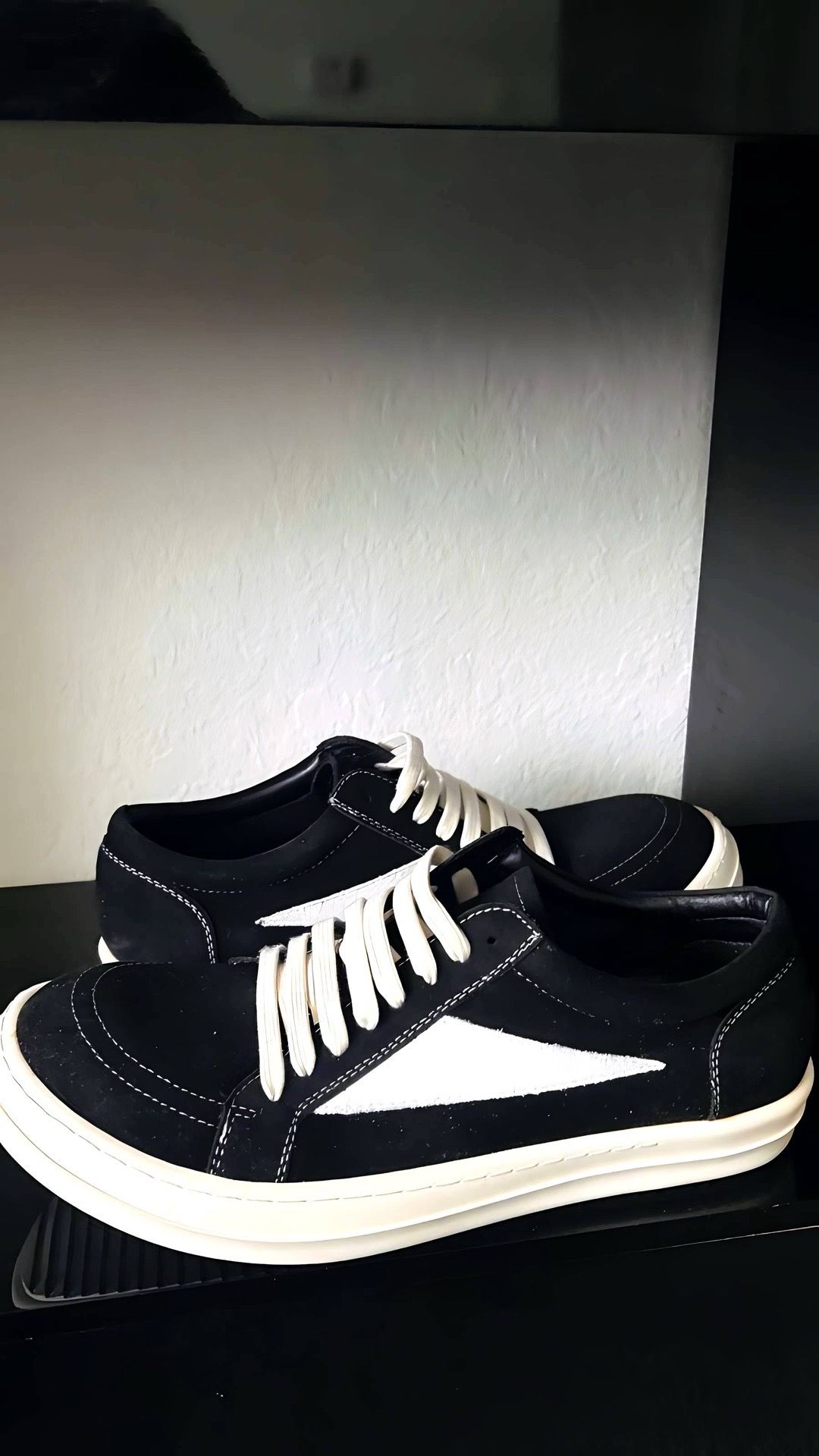 Rick owens men suede low-top lace-up sneakers black size 45 eu/ 11 US