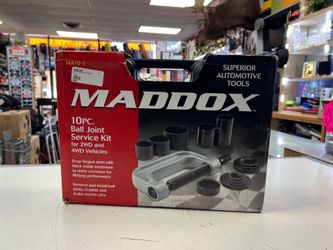Maddox 10-piece ball joint service kit includes a C-frame press