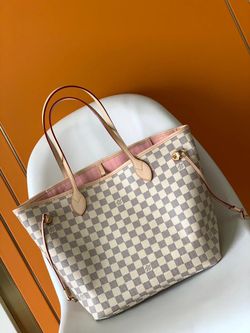 ✨ Brand New Louis Vuitton Neverfull MM – Damier Azur w/ Pink Interior 