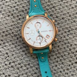 Teal Fossil Watch