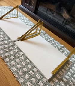 White Wall Shelves with Gold Brackets