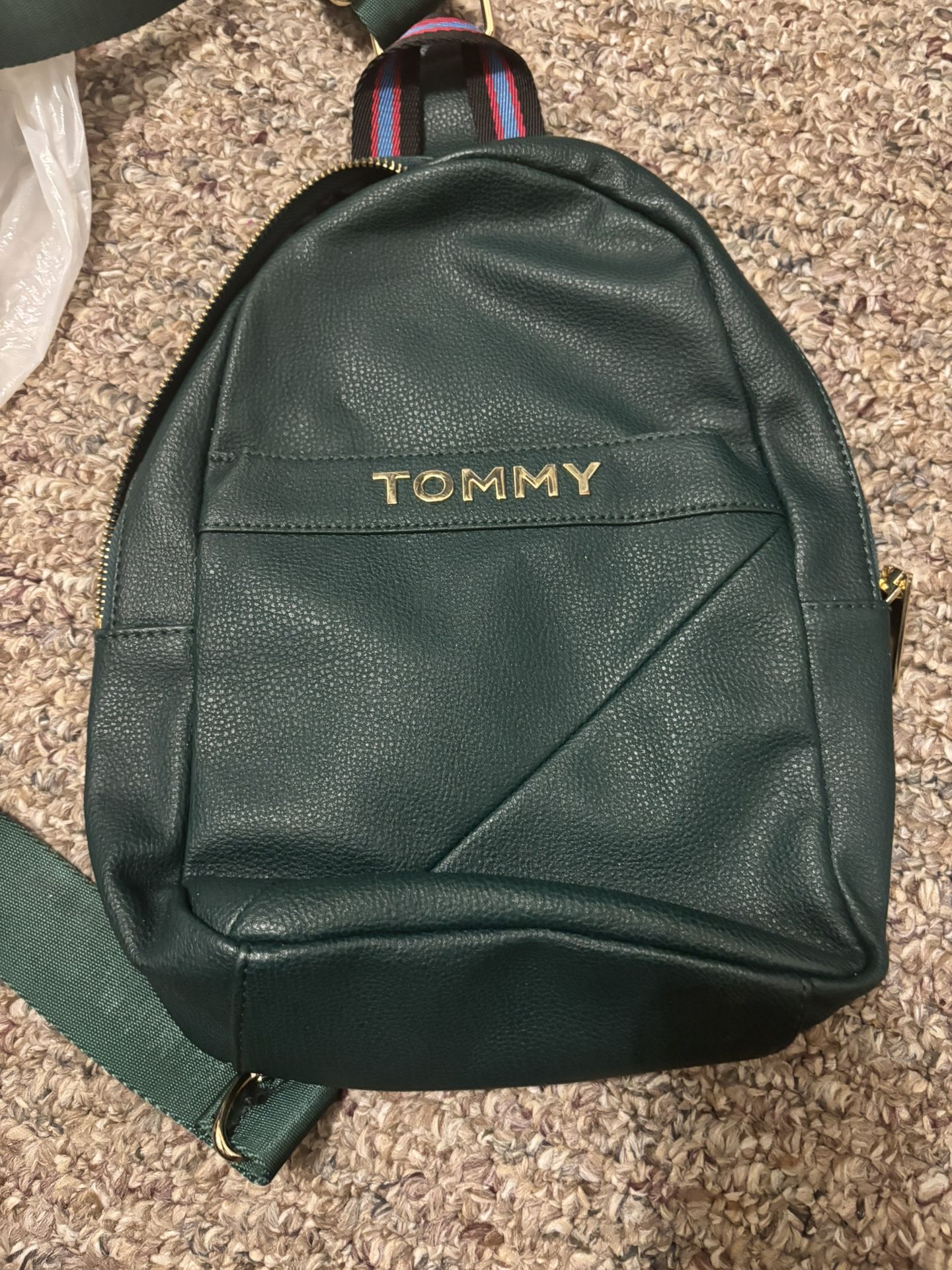 Tommy Hilfiger Green Leather Backpack