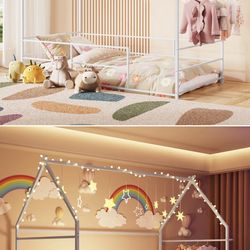 🔥Brand new 🔥 Twin Floor House Bed, Metal Twin Floor Bed Frame With Headboard & Footboard