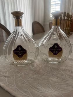 Set of 2 Courvoisier XO Cognac Empty Glass Decanters – 750 ml
