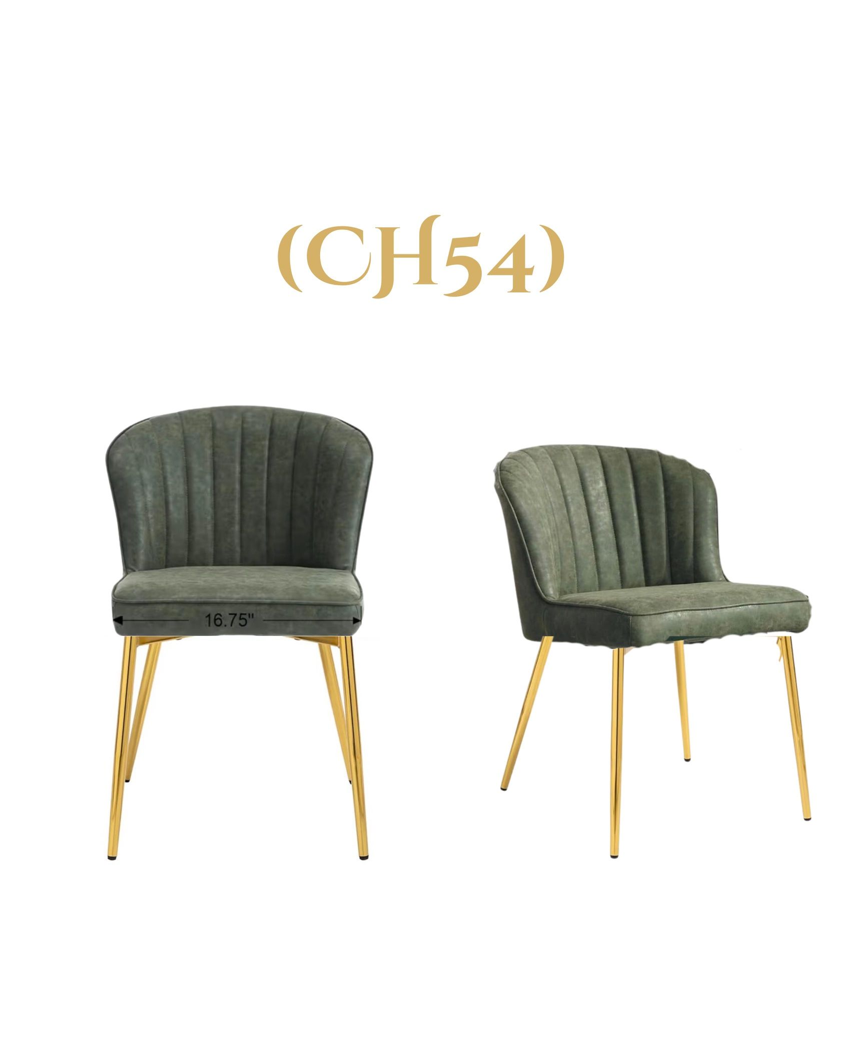 Dining Chairs Set of 2 Leather Upholstered Accent Dining Room Chairs with Metal Legs Comfortable Armless Kitchen Chairs for Living Room/Dining (CH 54)