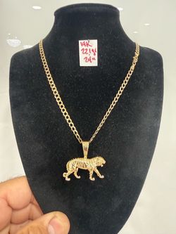 14K Solid Gold Chain and Pendant For Wedding 22.1Gr 24 Inches Long