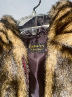 Fabulous-Furs Girls Faux Fur Jacket Size 4T Brown Gold Animal Print Coat