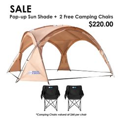 Pop-up Sun Shade + 2 free Camping Chairs