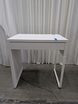 White Minimalist Single-Drawer Desk with Cable Management